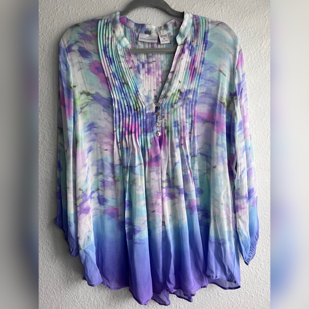 Soft Surroundings Tops | Pastel  Tie Dye Tunic | Purple/White | Size: M